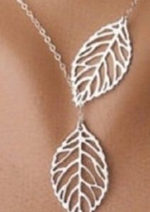 GOLD OR SILVER LEAF NECKLACE AND EARRING SET